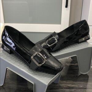 Capelli Rossi Black Patent Leather Loafers | Brazil | Silver Heel Accent | EU 38